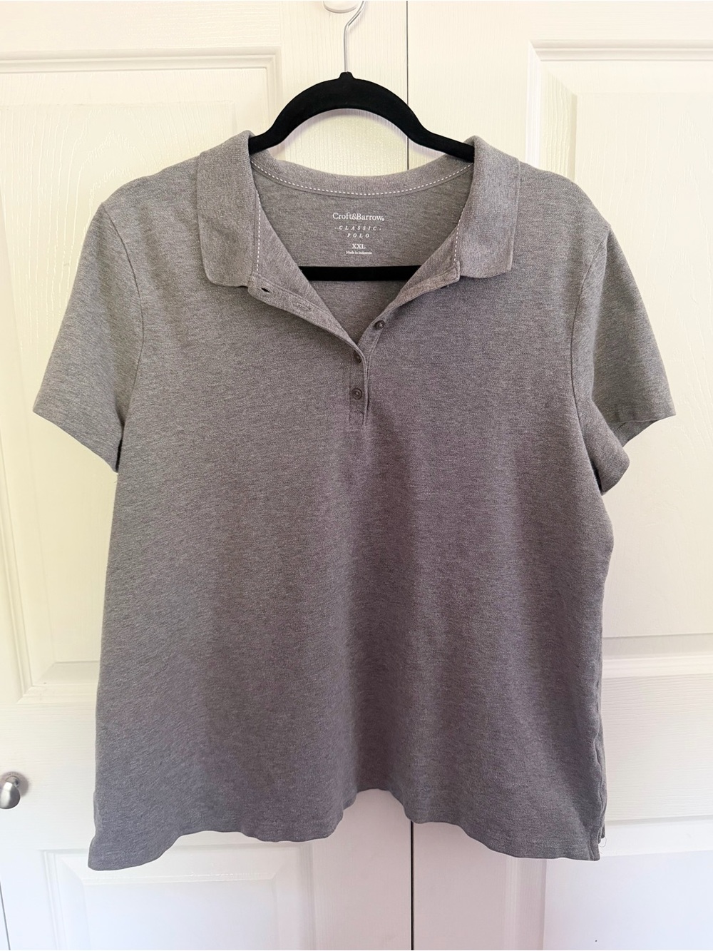 5 for $25! croft & barrow Gray Women's Short-Sleeve Polo Blouse